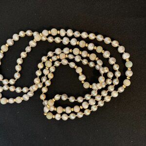 Necklace of White Pearls with White Opals and 14k Gold spacers